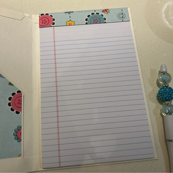 Handmade Small Legal Notepad Folio and Jeweled Pen Set - Picture 8 of 13